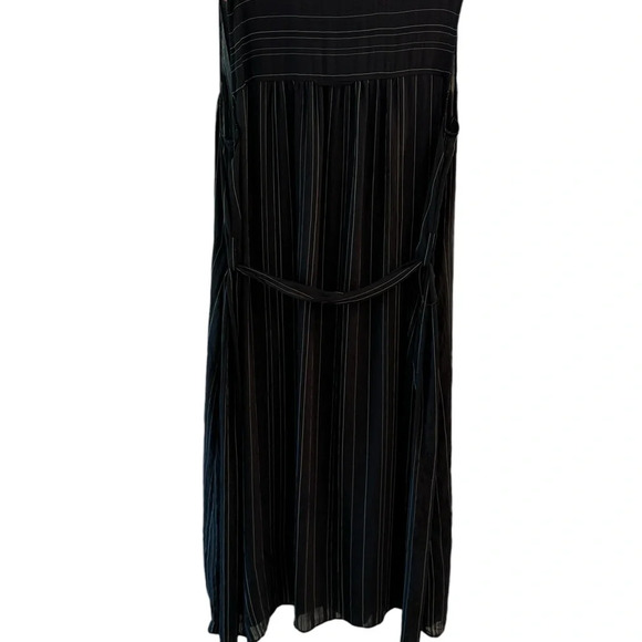 Vince Drapey Stripe Shirt Dress Plus Size XXL Maxi Black Sheer Lagenlook Chic - Picture 9 of 12